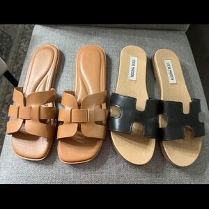 Black and Tan Slide Sandals (size 7)